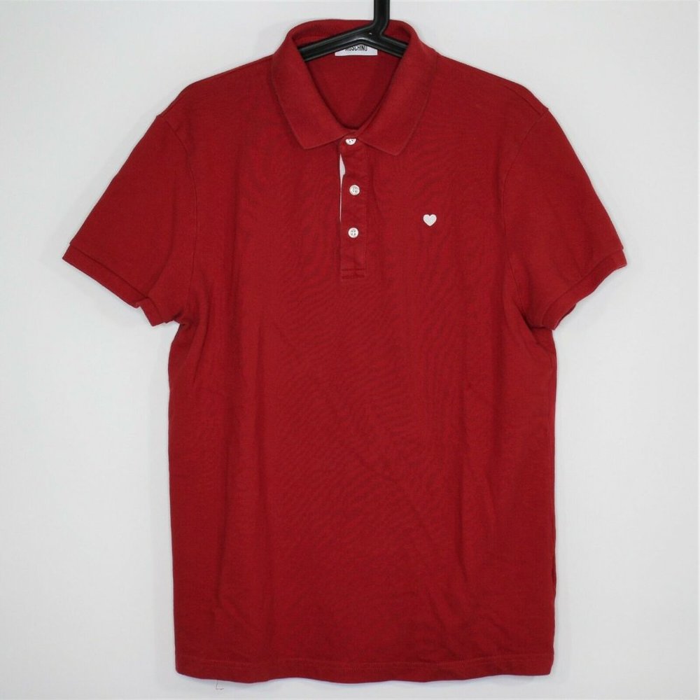 Moschino Mens XL Embroidered Heart Polo Shirt B558